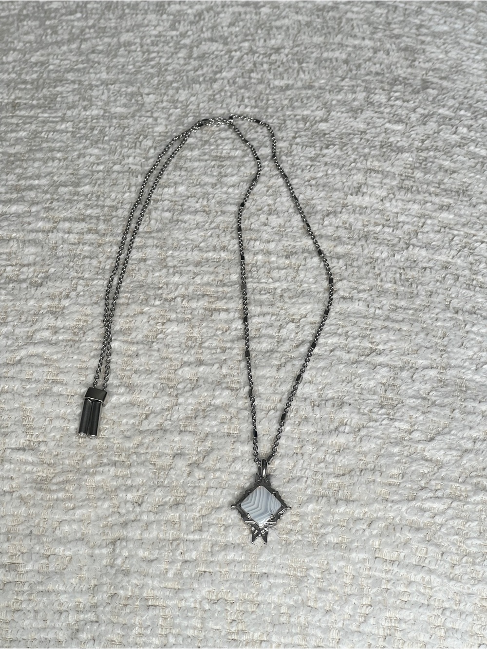 Kendra Scott Silver-Tone White Square Pendant Necklace